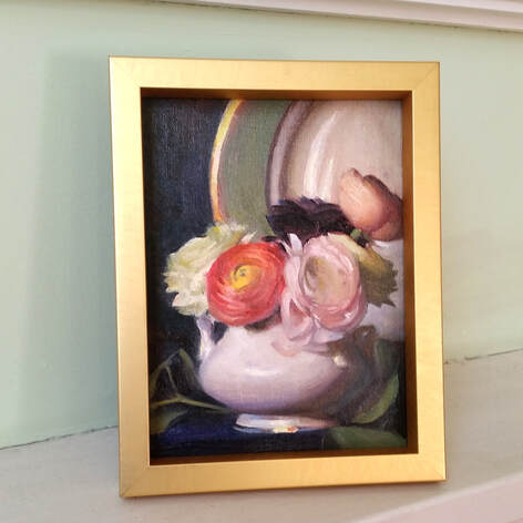 Ranunculus painting in gold frame